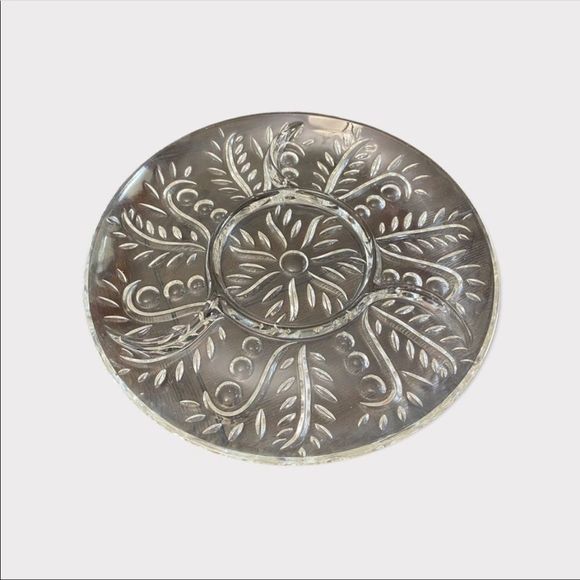 VINTAGE | Pressed Crystal Glass Platter - Picture 2 of 2